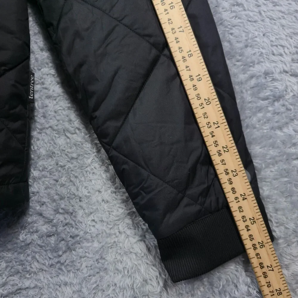 Tentree Mens Small Black Diamond Padded Bomber Jacket